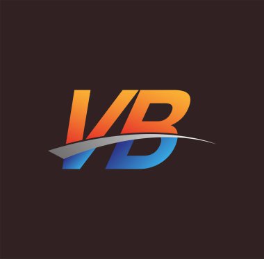 İlk harf VB logotype şirketi adı turuncu, mavi ve swoosh tasarımı. iş ve şirket kimliği için vektör logosu.