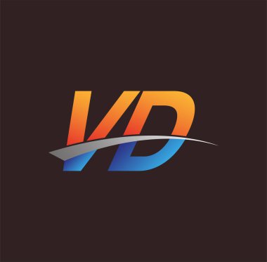 İlk harf VD logotype şirketi adı turuncu, mavi ve swoosh tasarımı. iş ve şirket kimliği için vektör logosu.