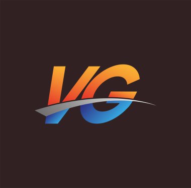 İlk harf VG logotype şirketi adı turuncu, mavi ve swoosh tasarımı. iş ve şirket kimliği için vektör logosu.