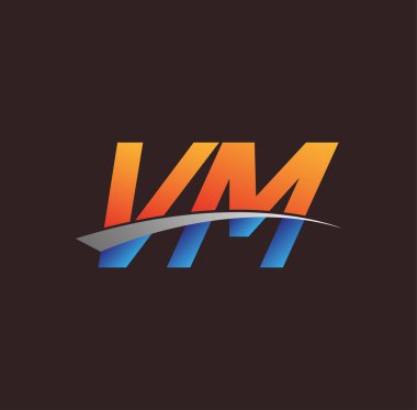 İlk harf VM logotype şirketi adı turuncu, mavi ve swoosh tasarımı. iş ve şirket kimliği için vektör logosu.