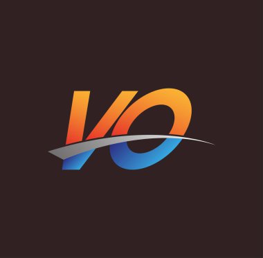 İlk harf VO logotype şirketi adı turuncu, mavi ve swoosh tasarımı. iş ve şirket kimliği için vektör logosu.