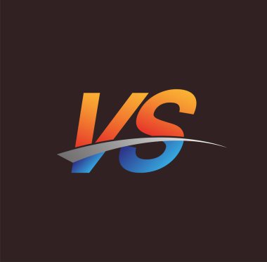İlk harf VS logotype şirketi adı turuncu, mavi ve swoosh tasarımı. iş ve şirket kimliği için vektör logosu.