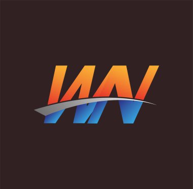 İlk harf WN logotype şirketi adı turuncu, mavi ve swoosh tasarımı. iş ve şirket kimliği için vektör logosu.