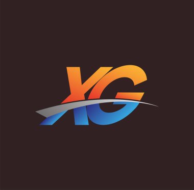 İlk harf XG logotype şirketi adı turuncu, mavi ve swoosh tasarımı. iş ve şirket kimliği için vektör logosu.