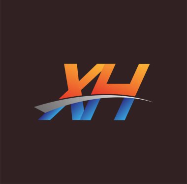 İlk harf XH logotype şirketi adı turuncu, mavi ve swoosh tasarımı. iş ve şirket kimliği için vektör logosu.