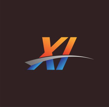 İlk harf XI logotype şirketi adı turuncu, mavi ve swoosh tasarımı. iş ve şirket kimliği için vektör logosu.