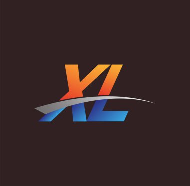 İlk harf XL logotype şirketi adı turuncu, mavi ve swoosh tasarımı. iş ve şirket kimliği için vektör logosu.