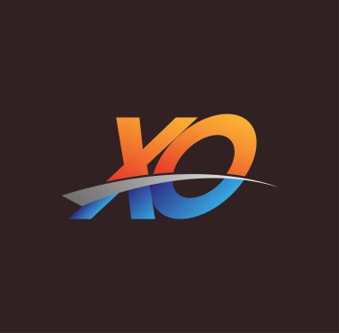 İlk harf XO logotype şirketi adı turuncu, mavi ve swoosh tasarımı. iş ve şirket kimliği için vektör logosu.