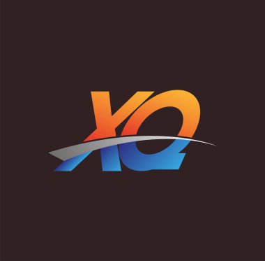 İlk harf XQ logotype şirketi adı turuncu, mavi ve swoosh tasarımı. iş ve şirket kimliği için vektör logosu.