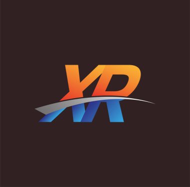 İlk harf XR logotype şirketi adı turuncu, mavi ve swoosh tasarımı. iş ve şirket kimliği için vektör logosu.