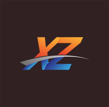 İlk harf XZ logotype şirketi adı turuncu, mavi ve swoosh tasarımı. iş ve şirket kimliği için vektör logosu.