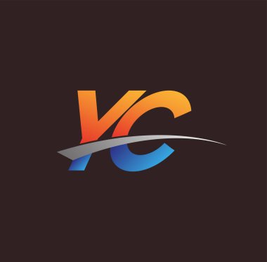 İlk harf YC logotype şirketi adı turuncu, mavi ve swoosh tasarımı. iş ve şirket kimliği için vektör logosu.