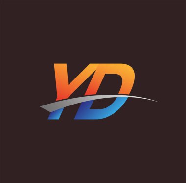 İlk harf YD logotype şirketi adı turuncu, mavi ve swoosh tasarımı. iş ve şirket kimliği için vektör logosu.