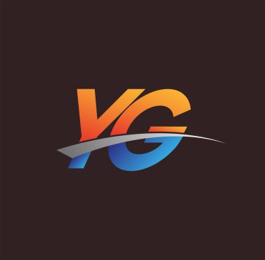 İlk harf YG logotype şirketi adı turuncu, mavi ve swoosh tasarımı. iş ve şirket kimliği için vektör logosu.