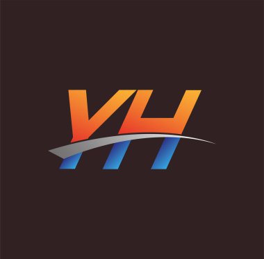 İlk harf YH logotype şirketi adı turuncu, mavi ve swoosh tasarımı. iş ve şirket kimliği için vektör logosu.