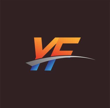 İlk harf YF logotype şirketi adı turuncu, mavi ve swoosh tasarımı. iş ve şirket kimliği için vektör logosu.