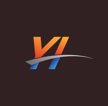 İlk harf YI logotype şirketi adı turuncu, mavi ve swoosh tasarımı. iş ve şirket kimliği için vektör logosu.