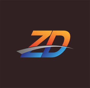 İlk harf ZD logotype şirketi adı turuncu, mavi ve swoosh tasarımı. iş ve şirket kimliği için vektör logosu.
