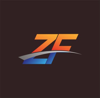 İlk harf ZF logotype şirketi adı turuncu, mavi ve swoosh tasarımı. iş ve şirket kimliği için vektör logosu.