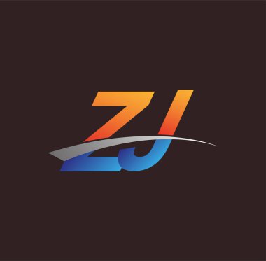 İlk harf ZJ logotype şirketi adı turuncu, mavi ve swoosh tasarımı. iş ve şirket kimliği için vektör logosu.