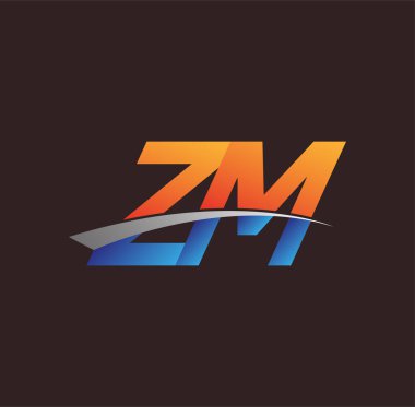 İlk harf ZM logotype şirket adı turuncu, mavi ve swoosh tasarımı. iş ve şirket kimliği için vektör logosu.