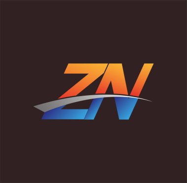İlk harf ZN logotype şirketi adı turuncu, mavi ve swoosh tasarımı. iş ve şirket kimliği için vektör logosu.