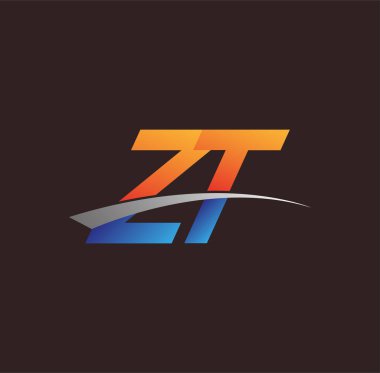 İlk harf ZT logotype şirketi adı turuncu, mavi ve swoosh tasarımı. iş ve şirket kimliği için vektör logosu.