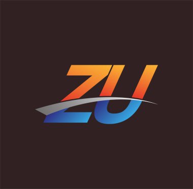 İlk harf ZU logotype şirket adı turuncu, mavi ve swoosh tasarımı. iş ve şirket kimliği için vektör logosu.