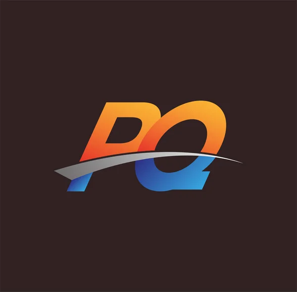 Letra Inicial Logotipo Nombre Empresa Color Naranja Azul Swoosh Diseño — Archivo Imágenes Vectoriales
