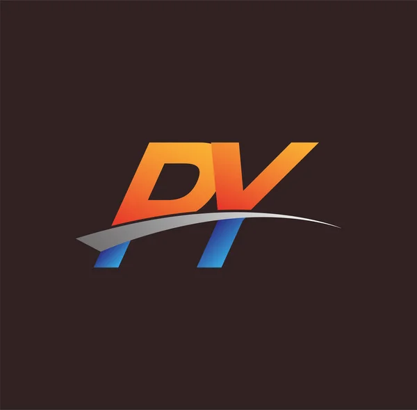 Letra Inicial Logotipo Nombre Empresa Color Naranja Azul Swoosh Diseño — Archivo Imágenes Vectoriales