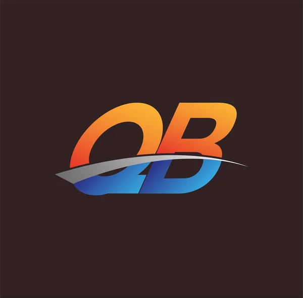 Lettera Iniziale Logotipo Nome Della Società Colore Arancione Blu Swoosh — Vettoriale Stock
