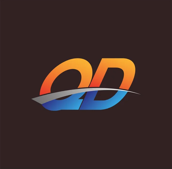 Początkowa Litera Logotyp Nazwa Firmy Kolorowe Pomarańczowy Niebieski Swoosh Projekt — Wektor stockowy