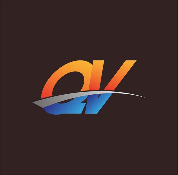 Начальная Буква Логотип Компании Название Цветной Оранжевый Синий Swoosh Дизайн — стоковый вектор