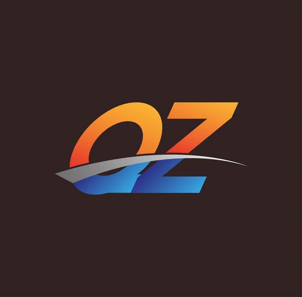 Letra Inicial Logotipo Nombre Empresa Color Naranja Azul Swoosh Diseño — Vector de stock