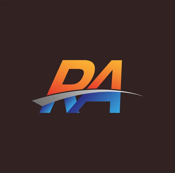 Initiële Letter Logotype Bedrijfsnaam Gekleurd Oranje Blauw Swoosh Ontwerp Vectorlogo — Stockvector