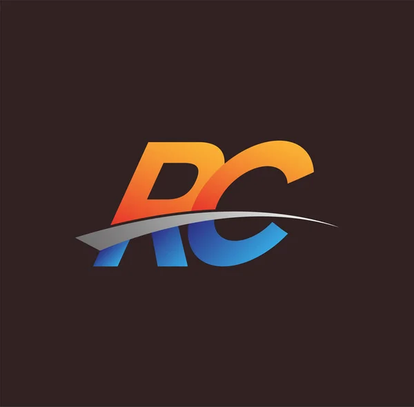 Beginletter Logotype Bedrijfsnaam Gekleurd Oranje Blauw Swoosh Ontwerp Vectorlogo Voor — Stockvector