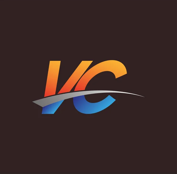 最初的字母Vc标志类型公司的名称颜色橙色 蓝色和Swoosh设计 企业和公司标识的矢量标识 — 图库矢量图片