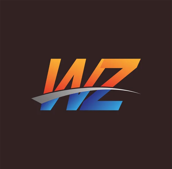 Letra Inicial Nome Empresa Logotipo Colorido Laranja Azul Design Swoosh — Vetor de Stock