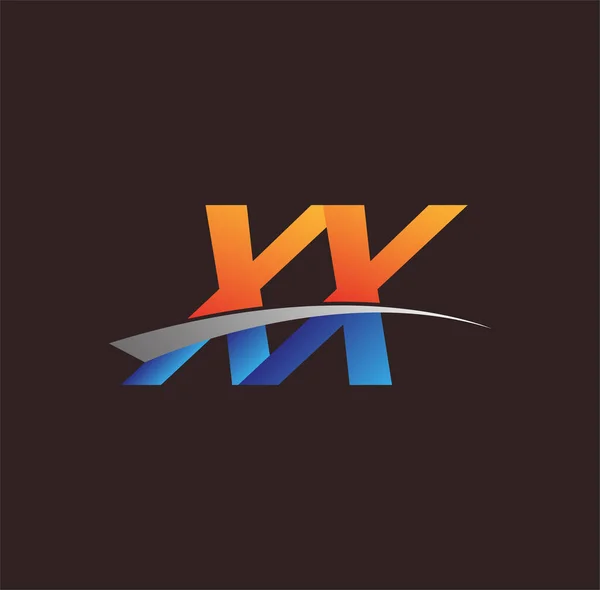 Harf Logotype Şirketi Adı Turuncu Mavi Swoosh Tasarımı Şirket Kimliği — Stok Vektör