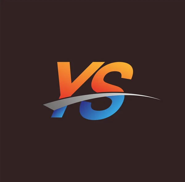 Počáteční Písmeno Logotyp Název Společnosti Barevné Oranžové Modré Swoosh Design — Stockový vektor