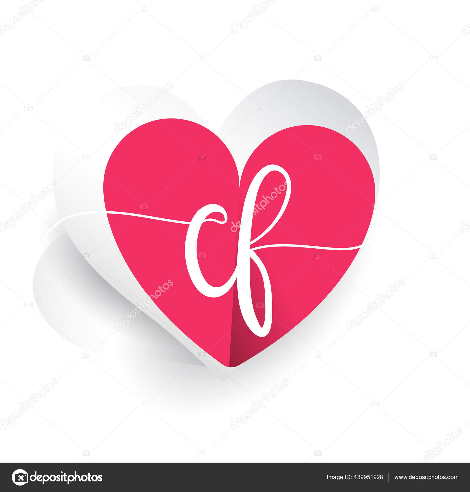 Initial Logo Letter Heart Shape Red Colored Logo Design Wedding