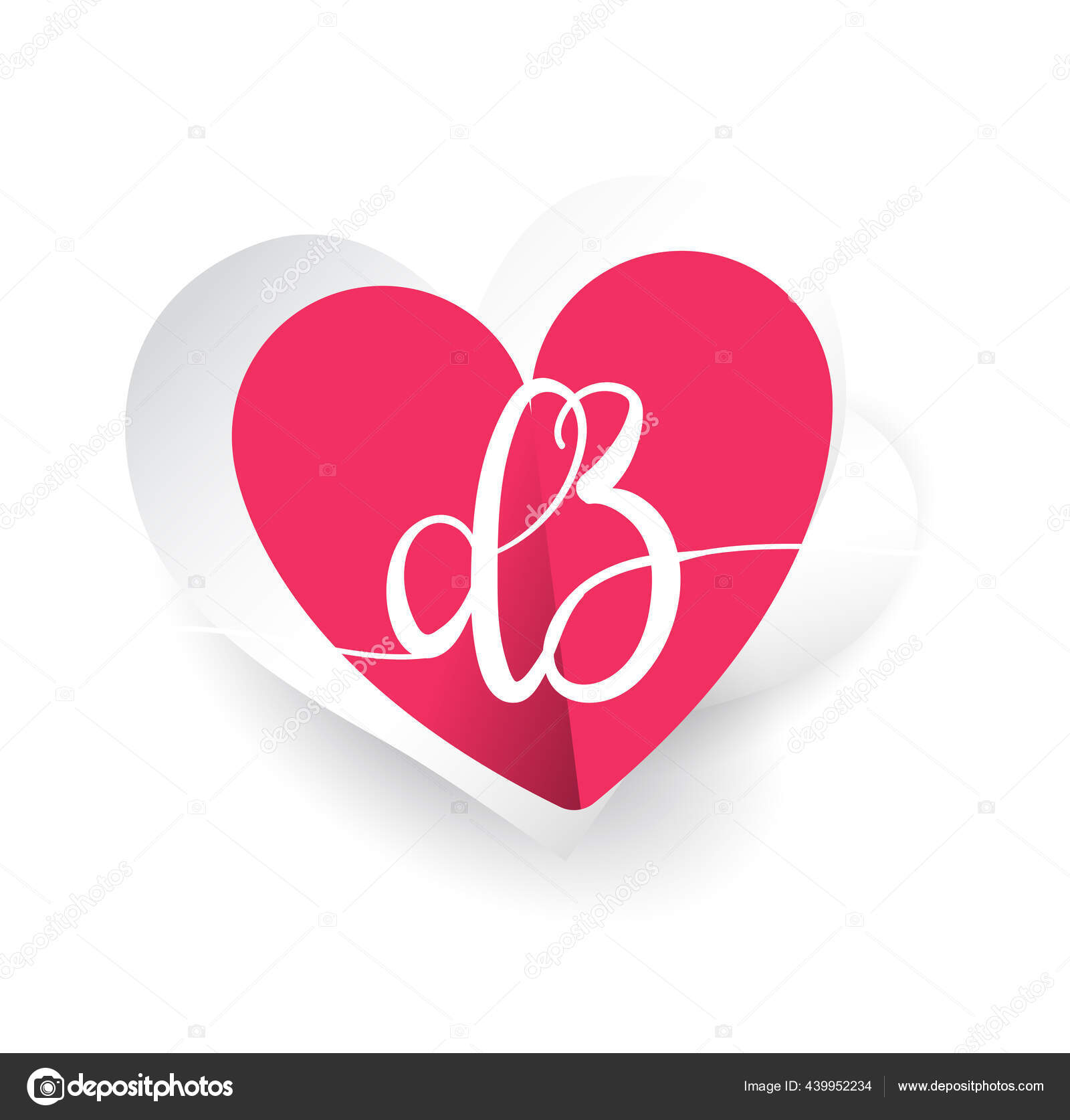 Initial Logo Letter Heart Shape Red Colored Logo Design Wedding