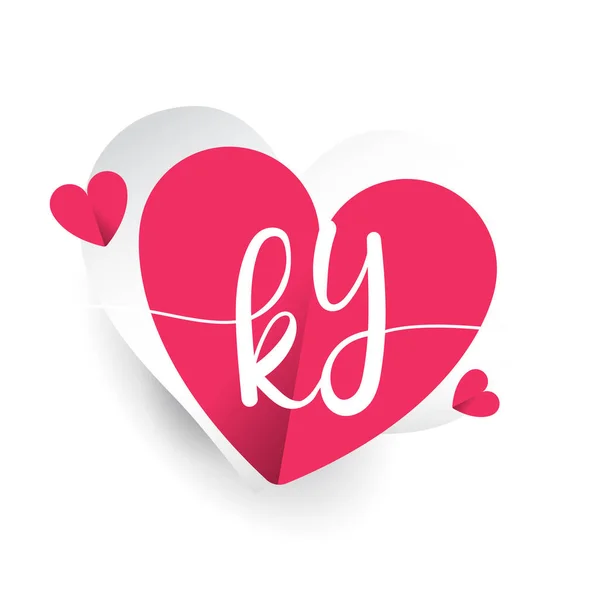 Initial Logo Letter Heart Shape Red Colored Logo Design Wedding — Stock Vector