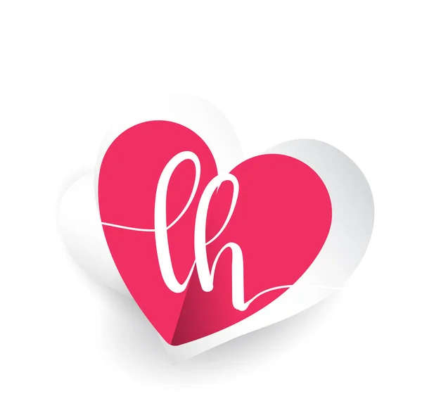 Initial Logo Letter Heart Shape Red Colored Logo Design Wedding — Stock Vector