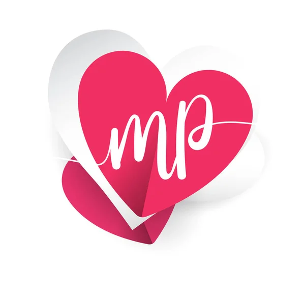 Lettre Logo Initial Avec Forme Coeur Couleur Rouge Conception Logo — Image vectorielle