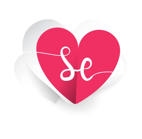 Anfangslogo Buchstabe Mit Herzform Rot Gefärbt Logo Design Für Hochzeitseinladung — Stockvektor
