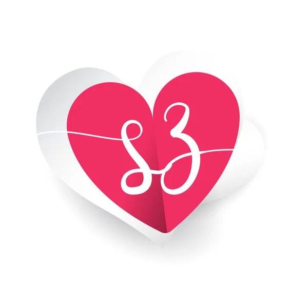 Anfangslogo Buchstabe Mit Herzform Rot Gefärbt Logo Design Für Hochzeitseinladung — Stockvektor