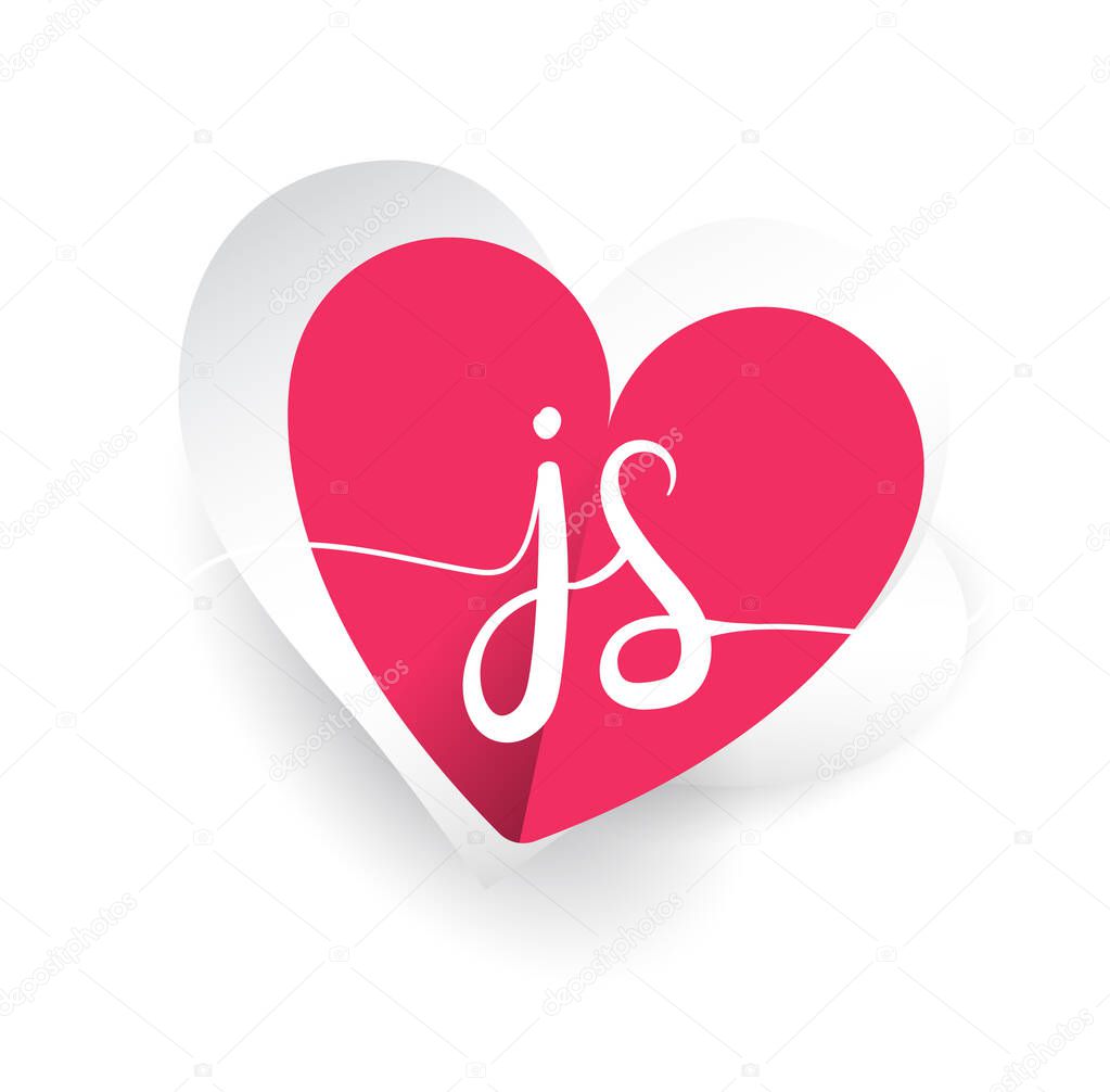 images Images Love Js Logo Design initial logo letter js with heart shape
