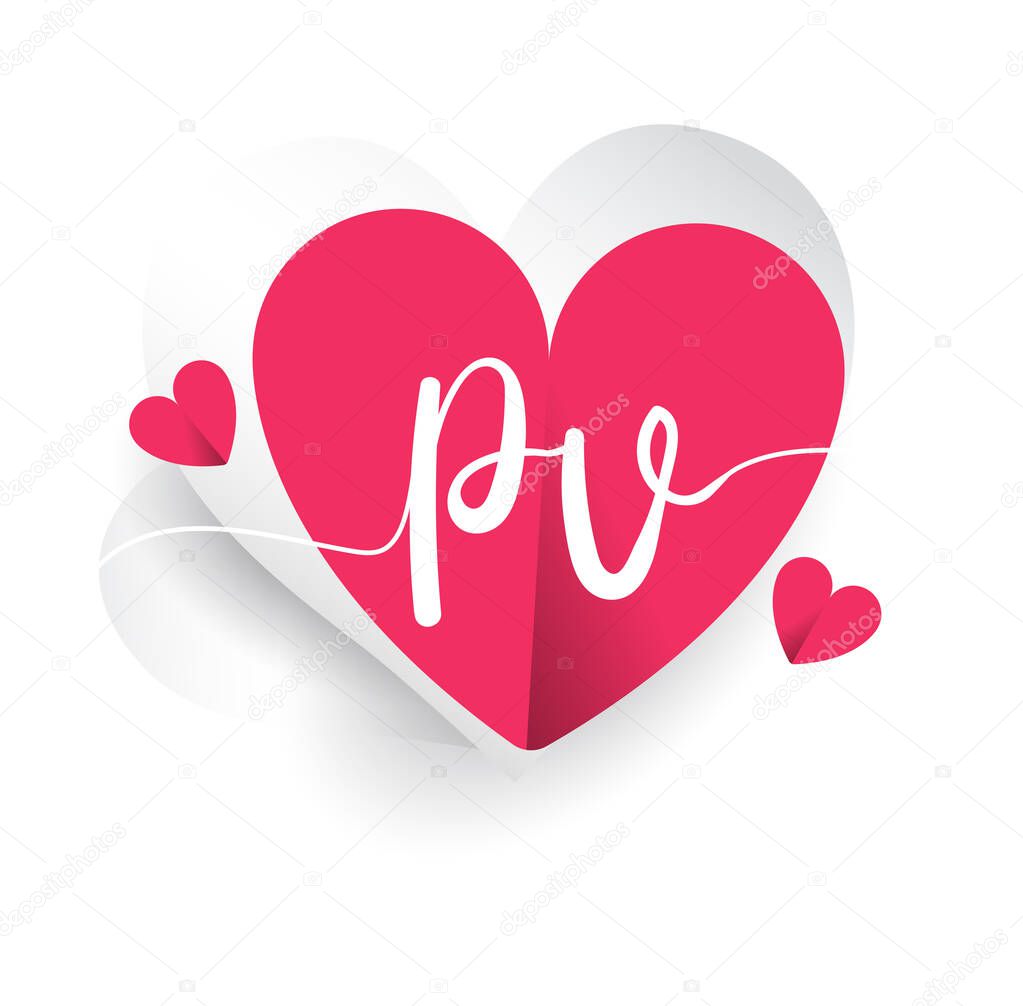 Initial Logo Letter Pv With Heart Shape Red Colored Logo Design For Wedding Invitation Wedding Name And Business Name Premium Vector In Adobe Illustrator Ai Ai Format Encapsulated Postscript