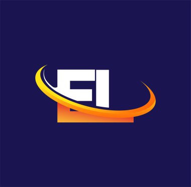 EL 'in ilk logo şirketinin adı, koyu arkaplanda izole edilmiş, beyaz ve turuncu renklendirme tasarımı. iş ve şirket kimliği için vektör logosu.